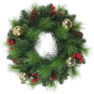 Weihnachtskranz Türkranz Tischdeko LED Außen grün Timer Weihnachten Batterien