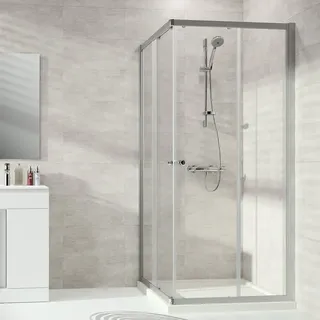 Hüppe Alpha 2 Eck-Duschkabine mit Schiebetür 90 x 90 cm silber matt/ESG klar A20103087321