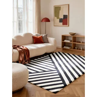 ELLE DECORATION Noir Wollteppich 120 x 180 cm Schwarz/Weiß