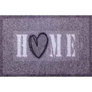 oKu-Tex Fußmatte | Schmutzfangmatte | Deco-Soft Entrance| Home mit Herz | Aufdruck | für innen | Eingangsbereich/Haustür/Treppenhaus | rutschfest | 40 x 60 cm