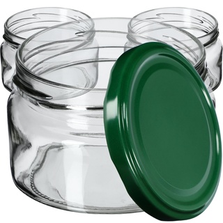 KADAX kleine Einmachgläser 250 ml, Marmeladengläser mit Deckel, Luftdichte Gläschen zum Verschenken, Minigläser für Honig und Gewürze (50 Stück, Grün)