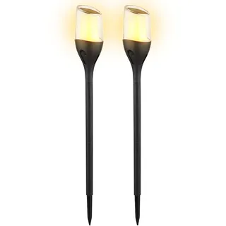 GLOBO Solarfackel Außenleuchte Kunststoff H 64,5 cm 2er Set schwarz