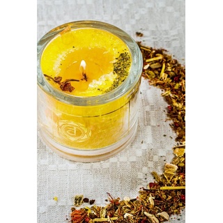 chakrana Duftkerze Chakra–Duftkerze aus Bio-Stearin, Glasbehälter mit edler Geschenkverpackung orange