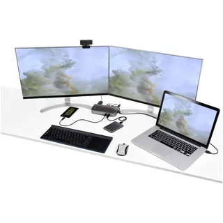 Startech Hybrid Universal USB 3.0 Dockingstation für USB-C- oder USB-A-Laptop - Dual-Monitor Dock, 4K 60Hz HDMI und DisplayPort, 3,5-mm-Buchsen, MacBook M1/M2, Windows, Chrome, macOS