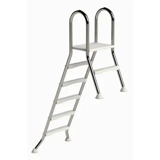 HAF Poolleiter Ideal Hochbeckenleiter 5+1 Stufen 1,5m/0,4m V2A Edelstahl Poolleiter (Plattform mit 120 kg belastbar, Aus hochwertigem V2A Edelstahl), Stabile Schwimmbadleiter für Aufstellpool 5+1 Stufen