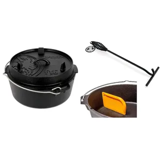 Petromax Feuertopf Starterset ft6-t (Dutch Oven Planer Boden) inkl. Deckelheber + Schaber