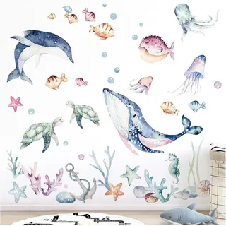 Wandtattoo Unterwasserwelt 109x48 cm, Fisch und Korallenriff, selbstklebend, für Kinderzimmer