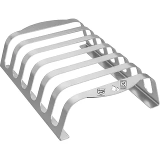 mocisa Rib-Rack Size XL (6er)| Rippchenhalter mit Griffen |Das Profi-Tool zum Rippchen-Grillen |Edelstahl | lebensmittelecht |hergestellt in Bayern |für 6 saftige und leckere Spare-Ribs |