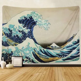 Dremisland Mandala Wandbehang Wandteppich Große Welle Kanagawa Tapisserie Indisch Böhmisch Wandtuch Wand Psychedelisches Mandala Tuch Ästhetisch Dekor für Wohnzimmer Schlafzimmer