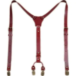 ApuaVireo&Co Hosenträger für Herrenhosen, Herren Hosenträger aus Leder mit 4 Metallclips, Mehrfarbig, 2–2,3 cm x 80–120 cm(Red)