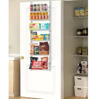Vorratsschrank Speisekammer-organizer Aufbewahrung Über Der Tür, 6-stufige Gewürzregale Zum Aufhängen Aus Stahl, Verstellbare Lagerregale Für Die Wand, Für Zuhause Küche Badezimmer, Weiß