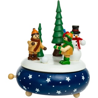 SIKORA Weihnachtsfigur SD04 Spieldose aus Holz mit Schneemann Musik O Tannenbaum