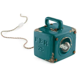 Tischlampe Keramik klein H: 20 cm Handarbeit Petrol Shabby E27 Leuchte Tisch