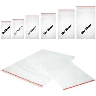 600x Druckverschlussbeutel Set mit 6 Größen jeweils 100 Stück | Gleitverschlussbeutel 45 mμ | Zip Lock Bags | Schnellverschluß Tüten | Zip Verschlussbeutel | Polybeutel Beutel