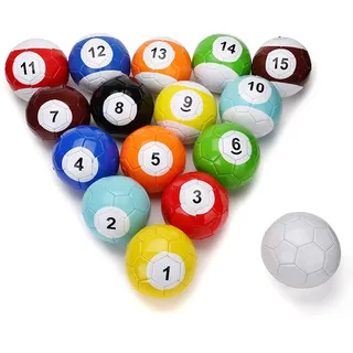 EviKoo 16 Stück Fußball Profi Billard Kugel Set Aufblasbar Billardkugeln Snooker Kugeln Fußball Trainingsset Spielunterhaltung für Erwachsene im Freien, Geschenk,15cm/5.9inch