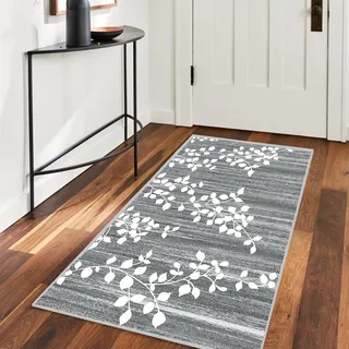 WTHYGB Teppich Läufer Flur, Küchenläufer 60x90cm rutschfest Waschbar | Bettvorleger für Waschküche, Vorzimmer, Schlafzimmer Küche und Wohnzimmer, Carpet Grau Blau