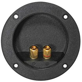 Dynavox Lautsprecher-Terminal rund mit goldene Schraubklemmen, Schwarz
