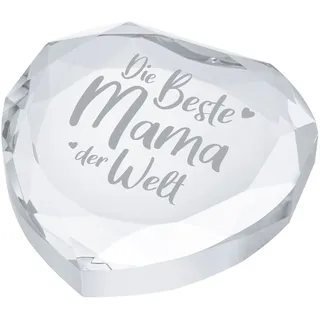 Glas Kristall mit Gravur, Deko Herz Diamant für die beste Mama, Muttertagsgeschenk, Gravierte Diamanten Tischdeko, Geburtstagsgeschenk für Mütter, Briefbeschwerer aus Glas, Geschenk-Ideen für Frauen