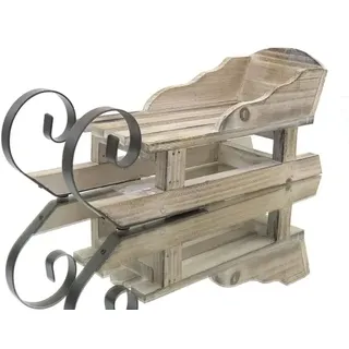 Kaemingk Weihnachtsdeko Schlitten Natur 33,5 cm - Tannenholz & Metall