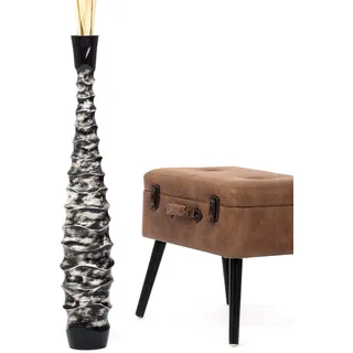 Leewadee Große Deko Bodenvase Für Dekozweige, Hohe Standvase Für Pampasgras, Design Holzvase, 90 cm, Schwarz