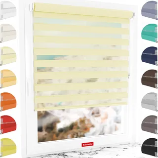 Schuette® Rollo ohne Bohren & mit Bohren 2in1 ● Tag & Nacht Doppelrollo Kollektion: Light Apricot (Beige) ● 105 x 150 cm (Breite x Höhe) ● Suprafix Klemmrollo = Klemmfix 2.0 ● 60s Montage mit Video