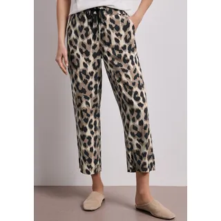 7/8-Hose STREET ONE "Style Emee", Damen, Gr. 38, Länge 26, braun (timeless beige), Web, Obermaterial: 100% Viskose, bedruckt, loose fit 7/8-Länge, Hosen 7/8-Hose, bedruckt, mit Taschen, weites Bein, Topseller