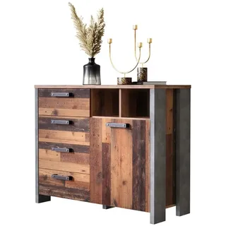 Newroom Sideboard Old Wood 107 cm, Sideboard Old Wood Beton Optik Vintage Industrial Highboard Anrichte beige