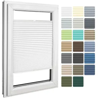 Home-Vision Premium Plissee zum Anschrauben in der Glasleiste (Weiß B85cm x H130cm) Blickdichtes Fensterrollo mit Halterungen zum Bohren Sonnenschutz Jalousie für Fenster & Türen