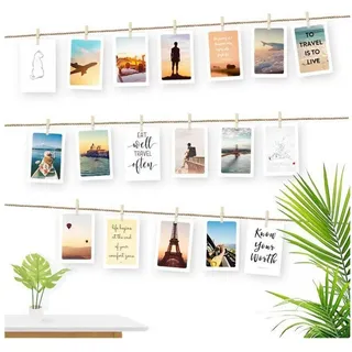 luxuskollektion Fotoseil Jute 3m mit Clips und Nägeln für Wanddekoration DIY