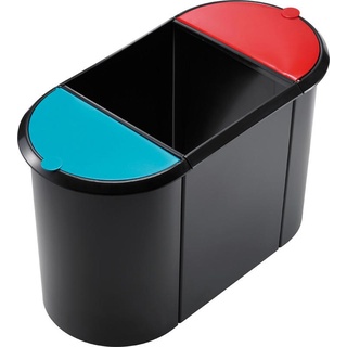 Helit Papierkorb 20 Liter schwarz+ 2 Einhängeteile m. Deckel je 9l 38 l Oval Kunststoff Mehrfarbig, Abfalleimer, Mehrfarbig