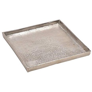 Tablett Dekoteller Silber Metall massiv Tischdeko Schale Dekoschale Dekotablett (Modell 2: 25 x 25 cm)