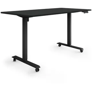 eSmart ETX-121BB 160x80cm Schwarz, Ergonomischer Steh-Sitz-Schreibtisch auf Rollen stufenlos höhenverstellbar 78,5-128,5cm 3 x M... | Schwarz