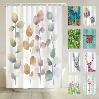 arteneur® - Bunte Blätter - Anti-Schimmel Duschvorhang 200 x 200 - Recycelt mit Öko-Tex Standard 100 - Beschwerter Saum, Blickdicht, Wasserdicht, Waschbar, 12 Ringe & E-Book