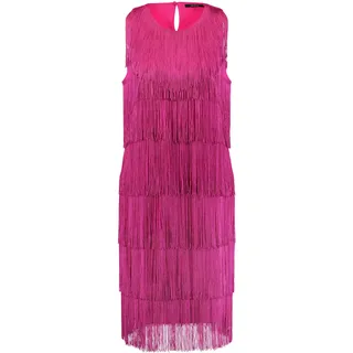 Taifun Damen Ärmelloses Kleid mit Fransen-Details ärmellos unifarben knieumspielend, kurz Magenta 42 - 42