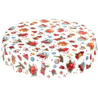ANRO Wachstuchtischdecke Rund 140 cm Rot