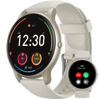 Parsonver Smartwatch für Damen Herren mit Bluetooth-Anrufe, Leichte Sportuhr Round mit 100+ Sportmodi, Schrittzähler, IP68 Wasserdicht, Smart Watch mit Herzfrequenz Schlafmonitor,Sternsilber,SPROD1
