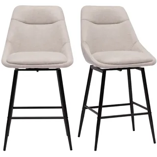 Drehbare Barhocker 360° aus Stoff in Samtoptik beige und Metall H66 cm (2er-Set) ALESS