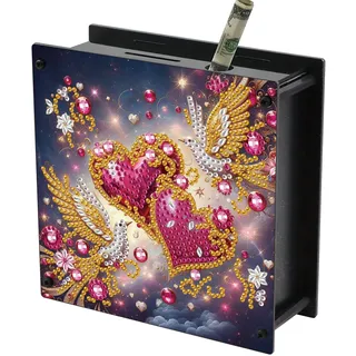 DIY Diamond Art Painting Acryl Sparschwein Kit, Digitale Münze Spardose mit Holzhandwerk, Kreative Kunst Geschenk für Erwachsene Geld Spardose - Pigeon Love