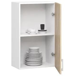 BDW - Küchenschrank Hängend - Oberschrank Küche - Weiß/Sonoma-Eiche - 50x30x72cm, mit Griff - Küchenschränke Einzeln, Wandschrank, Küchenhängeschrank, Vorratsschrank, Schmal - OLIWIA 1 STK