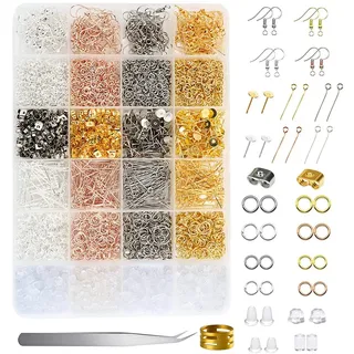 RANJIMA Ohrringe Selber Machen Set, 3600 Stück Schmuck Selber Machen set Schmuckherstellung Reparatur von Ohrringen Armband Halskette DIY Anfänger jewelry Making Kit für Erwachsene