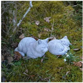 gartendekoparadies.de Gartenfigur 2 Katzen im Set, Steinfiguren, H. 17 cm, 12 kg, Frostsicher grau