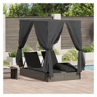 vidaXL Doppelte Sonnenliege mit Dach 205 x 129 x 200 cm Grau