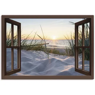 Wandbild ARTLAND "Ostseestrand durchs Fenster", beige (farbe bild(er): naturfarben), B:130cm H:90cm, Bilder, als Alubild, Leinwandbild in verschied. Größen