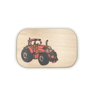 Frühstücksbrett Trecker Traktor rot Holz Namen Frühstücksbrettchen mit kostenloser Gravur Vesper Brett