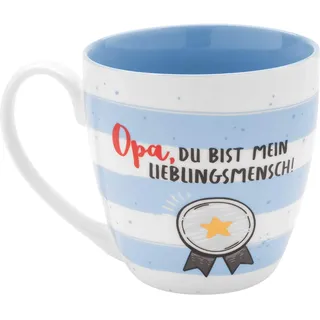 GRUSS & CO 46535 Tasse mit Motivdruck, Opa du bist mein Lieblingsmensch, innen blau, 45 cl
