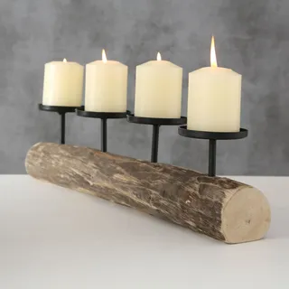 Eukalyptus Kerzenhalter 51 Cm - Für 4 Kerzen - Holz Kerzen Ständer Adventskranz