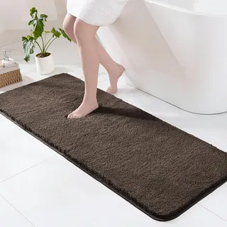 Exclusivo Mezcla Badematte rutschfest Badteppich für Badezimmer, 60X120 cm | Badevorleger Badezimmerteppich für Dusche, Weiche und Saugfähige Fußmatte, Maschinenwaschbar, Einfarbig Kaffee