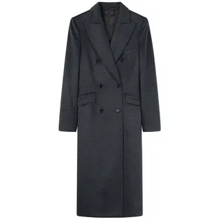 GOBI Cashmere Wollmantel Langer Kaschmirmantel mit Spitzenrevers grau L