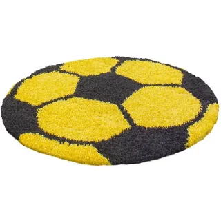 Ayyildiz  Kinderteppich Fun, Gelb, Textil, Fußball, rund, Oeko-Tex® Standard 100, pflegeleicht, Teppiche & Böden, Teppiche, Runde Teppiche