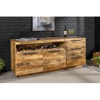 riess-ambiente Sideboard IRON CRAFT 175cm natur - Massivholz, Metall, Stauraum, Weinregal (Einzelartikel, 1 St), handgefertigte Kommode - ideal für rustikale Küchen- und Wohnbereiche braun
